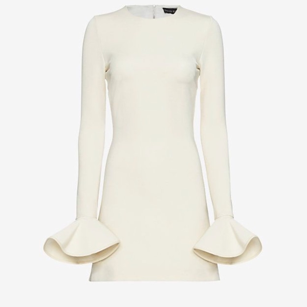 David Koma peplum bell sleeve white cream dress L